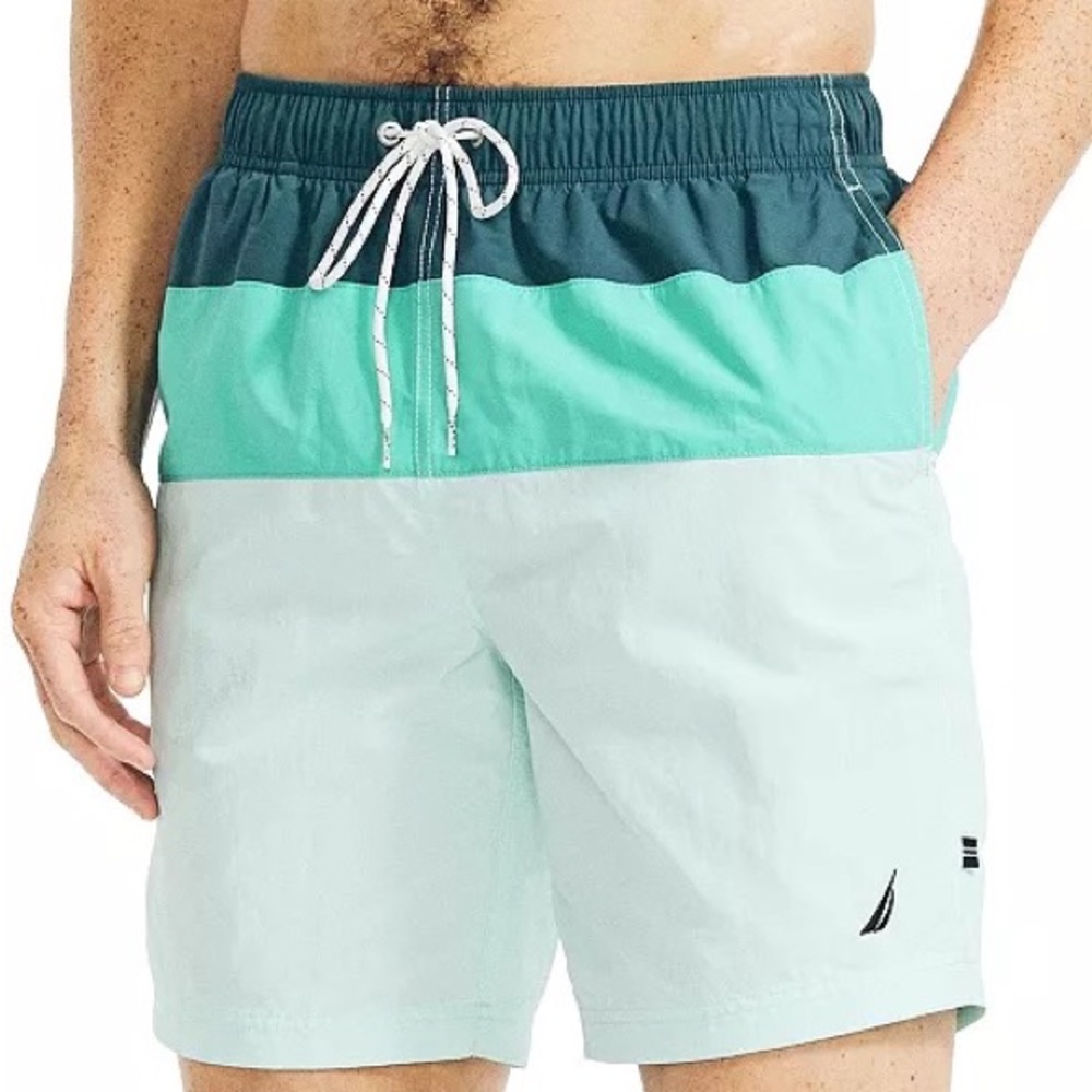 NWOT Nautica Men’s 8” Colorblock Swim Trunks
